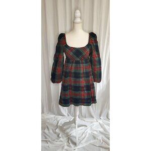 J. Crew Puff Sleeve Stewart Mini Dress in Tartan Plaid Women's Size 2 Holiday